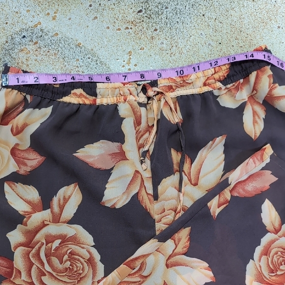 Marla Kim | Floral Orange Lightweight Boot Cut Full Length Pants Size L - Picture 2 of 13